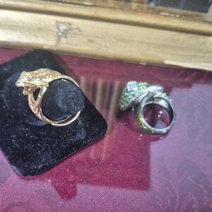 Vintage Gold and Silver Rings with Green Accents